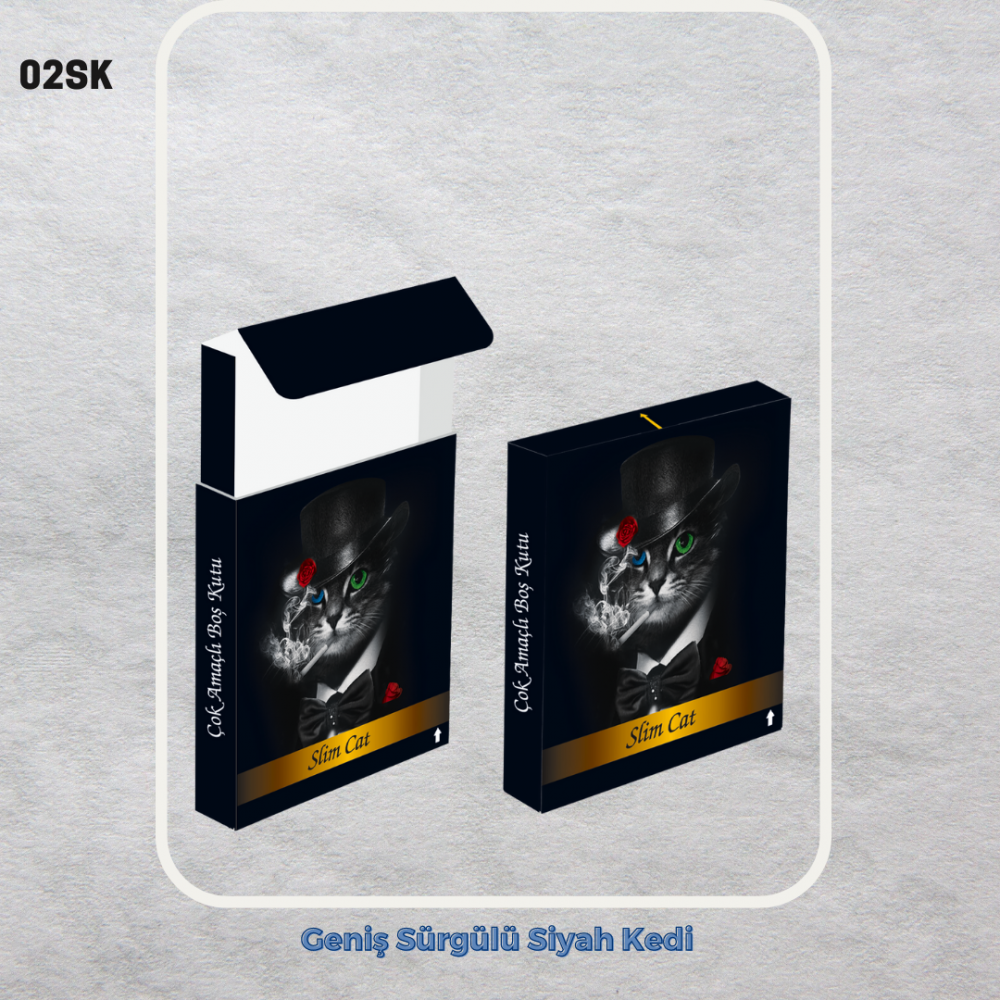 Slim Geniş Sürgülü Siyah Kedili